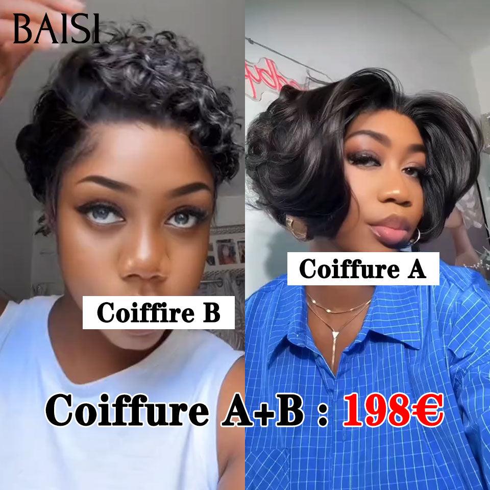 BAISI 2 Perücken OHNE Kleber Körperwelle und lockige Welle zum Weiterverkauf 275 € 18 Zoll aus 100 % echtem Menschenhaar VIP100