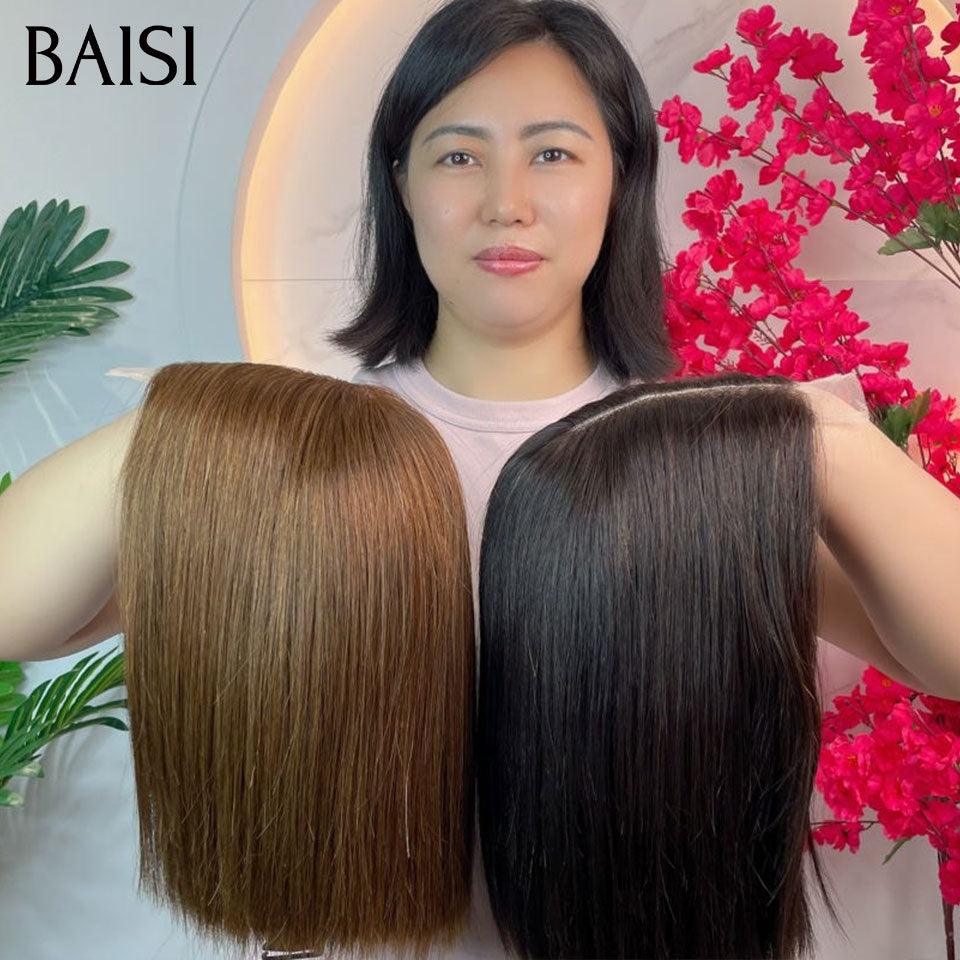 BAISI Promo Limitée Achetez 1 + 1 Gratuite 2x6 lace lisse 10 pouces marron et noir ou 2 perruques 119€ en 100% vrais cheveux humains
