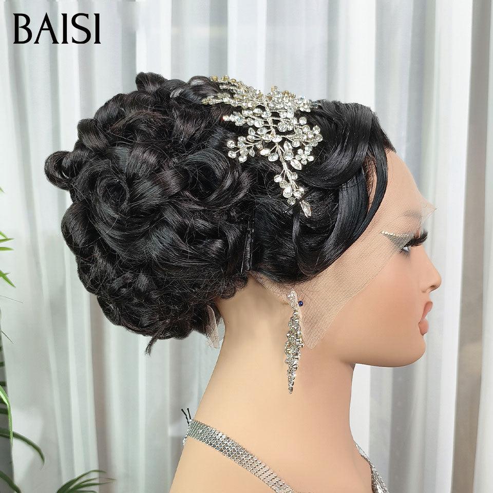BAISI Coiffure de luxe Vivien Perruques Mariage Prête à porter chignon et personalisation comme sur la vidéo 100% identique avec lace frontale pour mariage ou événement spécial VIP100