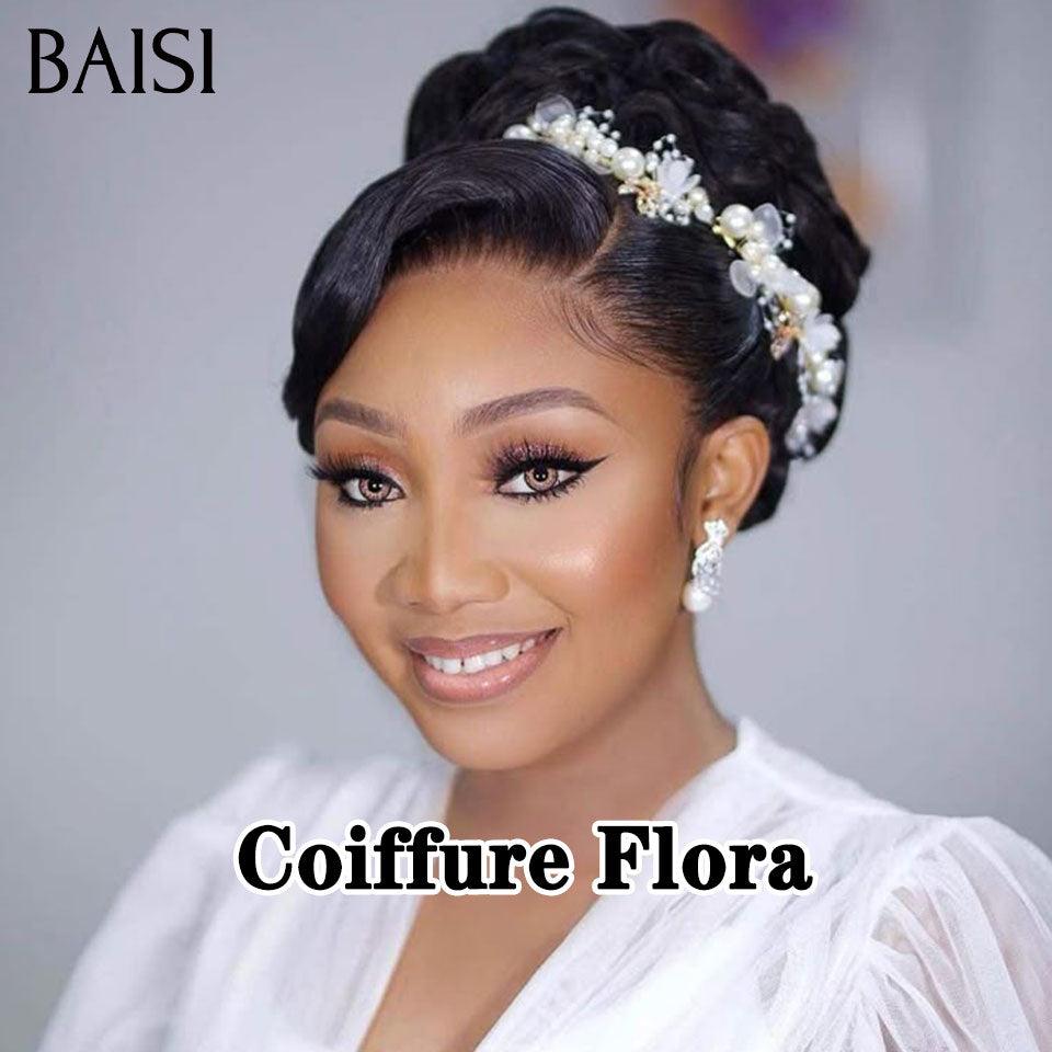 BAISI Coiffure de luxe Flora Perruques Mariage Prête à porter chignon et personalisation comme sur la vidéo 100% identique avec lace frontale pour mariage ou événement spécial BS120