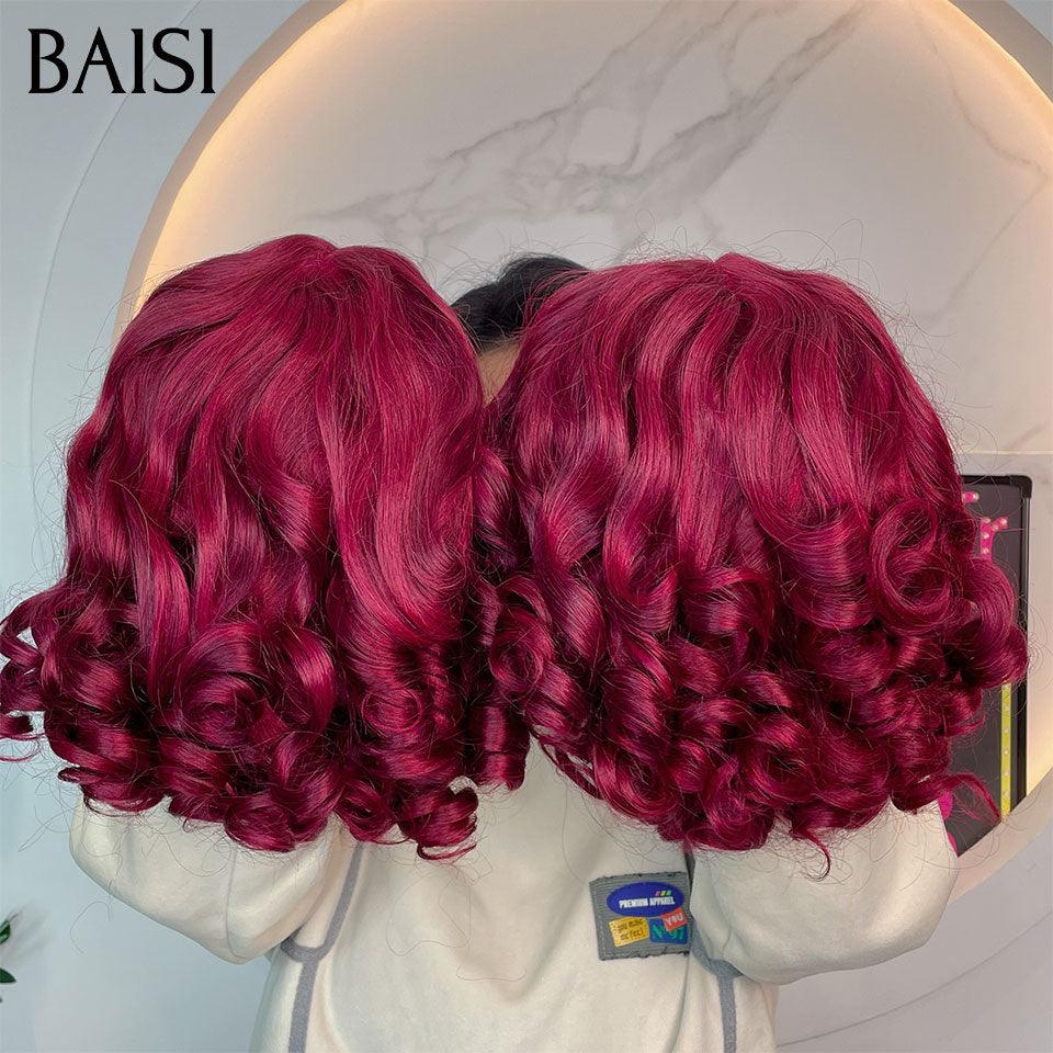 BAISI perruque Bob Egg Wave avec Frange Noir 75€ ou lisse 13X4 de luxe 32 pouces 320€ ou EGG WAVE avec frange 99J# 12 pouces ou Bob Lisse Avec Frange en couleur #1B/30 mèches en 100% cheveux humains