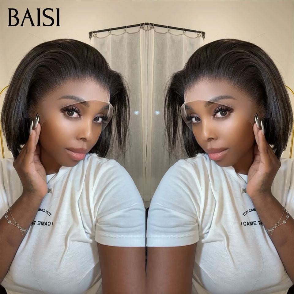BAISI 13x4 Perruque Bob Lisse en Noir 8 Pouces 98€ en 100% Cheveux Humains BS65