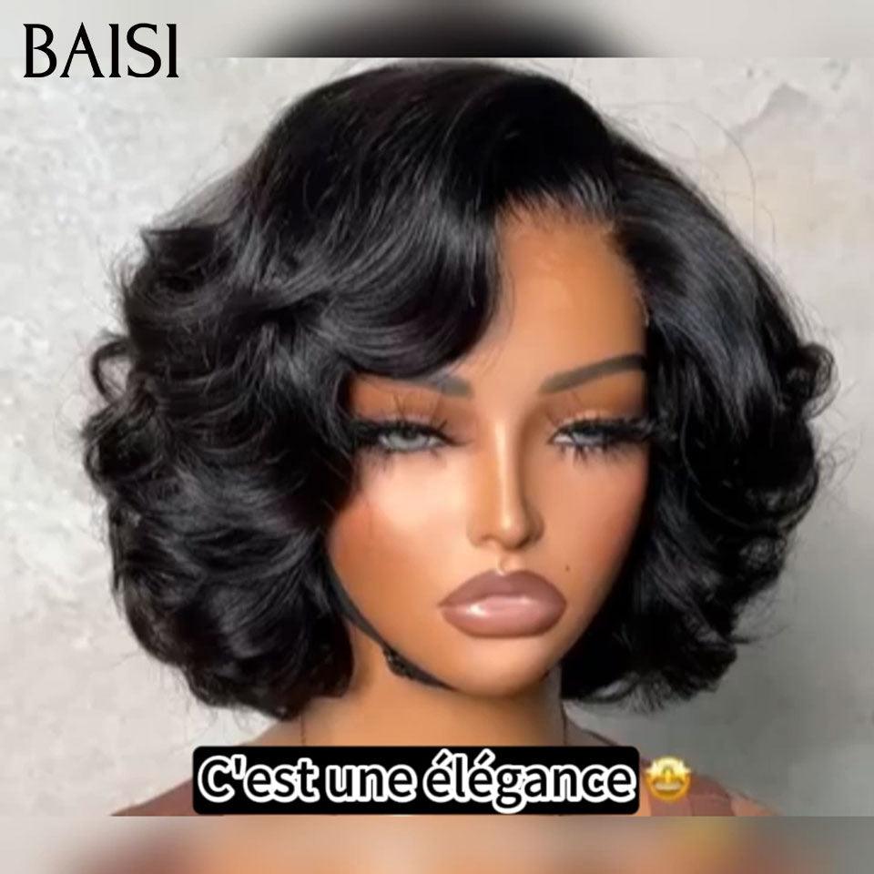 BAISI 13X4 rendas encaracolado ovo onda peruca cores personalizadas 18 polegadas 300% densidade € 198 em 100% cabelo humano