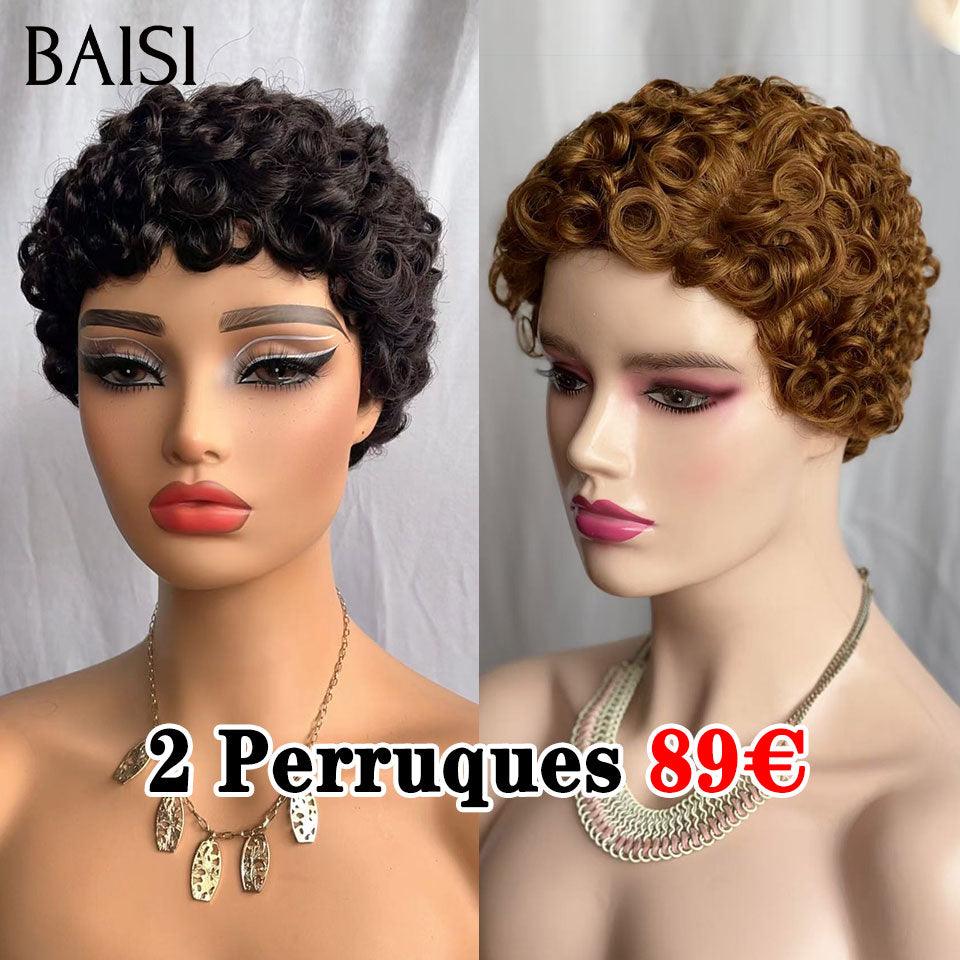 Mezza parrucca dritta BAISI Topper per capelli parziale personalizzato nel colore 1B (non è una parrucca intera)