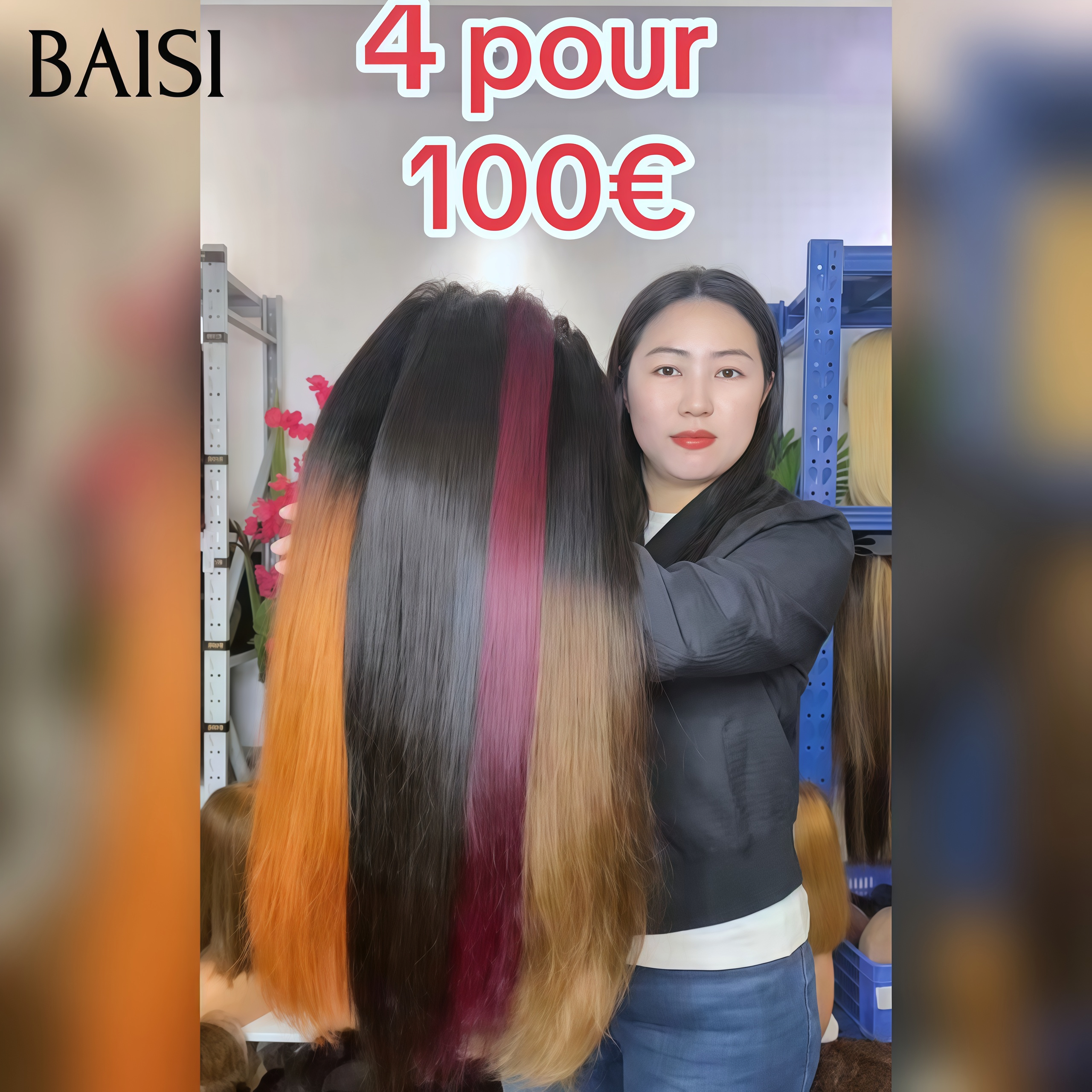 Prix en Gros 4 perruques 100€ 24 Pouces pour revendre cheveux naturels stock limité blended humain hair sans retour
