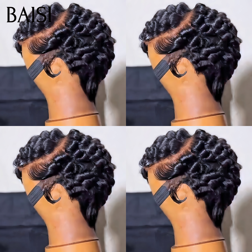 BAISI Grande Promo 13x4 Lace Perruque chioma 50€ en Couleur NOIR En 100% Cheveux Humains D FR38