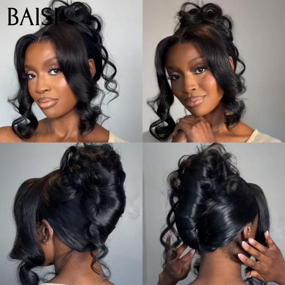 BAISI Coiffure de luxe Alice Perruques Mariage noir Prête à porter chignon et personalisation comme sur la vidéo 100% identique avec lace frontale événement spécial VIP100