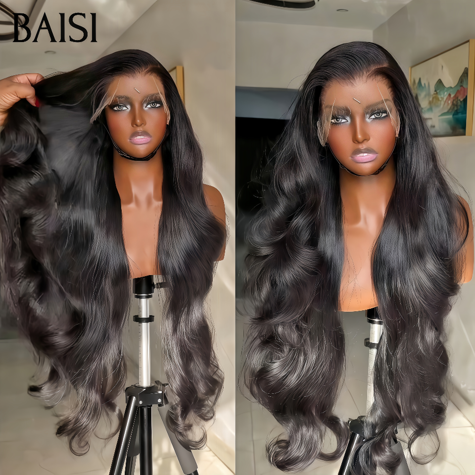 BAISI 13X4 HD lace frontal Perruque Promo 99€ pour revendre long Body wave en NOIR Invisible HD lace 100% Raw Hair en 100% vrais cheveux humains