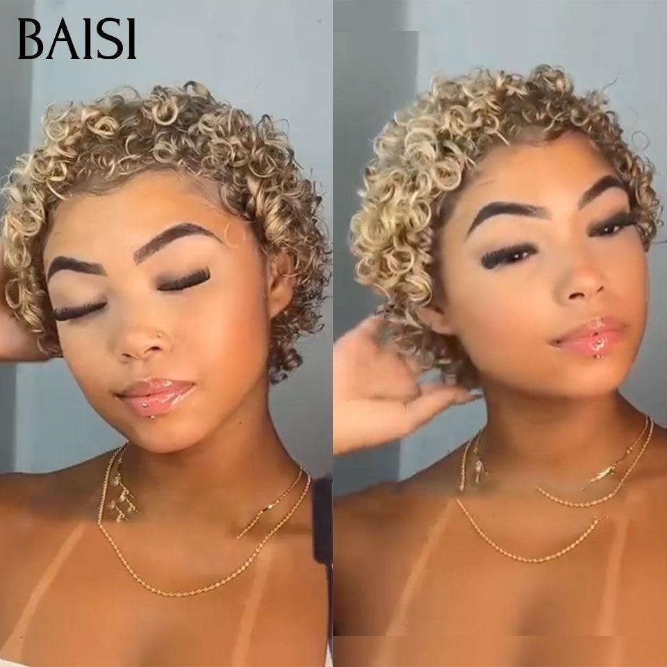 BAISI Pixie Finger Wave Wig corte pequeño 13x4 Lace Front 6 pulgadas 79 € En cabello 100% humano BAISI20