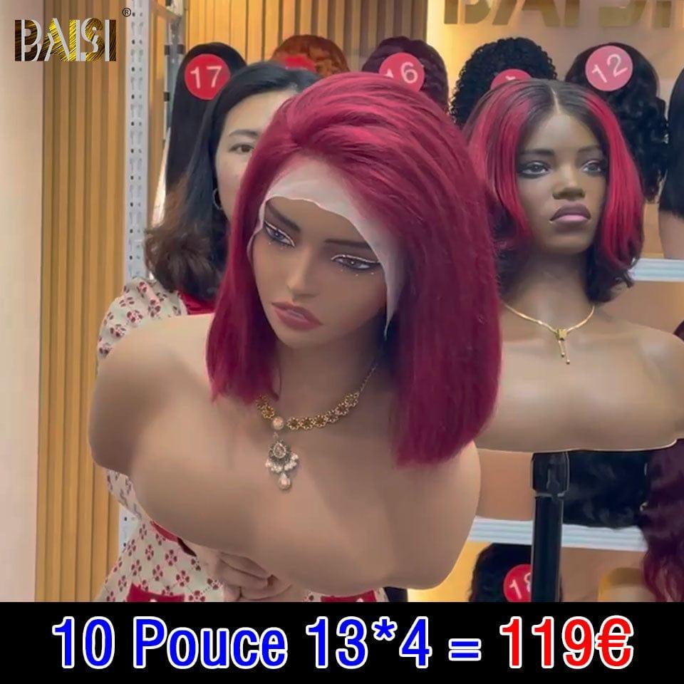 BAISI Grande Promo 13x4 Frontale Lace Perruque BOB Lisse 119€ en Couleur 99J# Bordeaux ou 5X5 Lace Perruque BOB Lisse 149€en Couleur 1Bmix99J# ou marron En 100% Cheveux Humains D Code: FR38