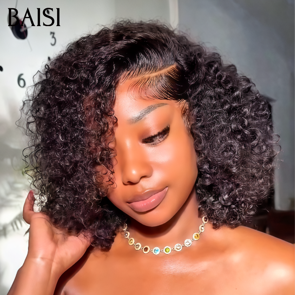 BAISI 13x4 lace frontal curly wave bob 12 pouce 69€ 100% Cheveux Humains