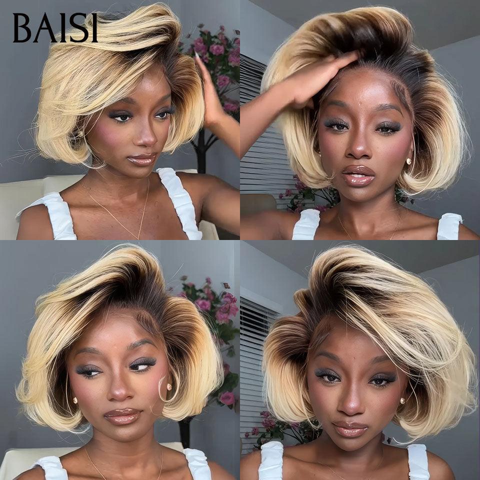 BAISI 13x4 Frontal Loose Wave Wig in Orange Mixed Blonde Color in 100% Human Hair