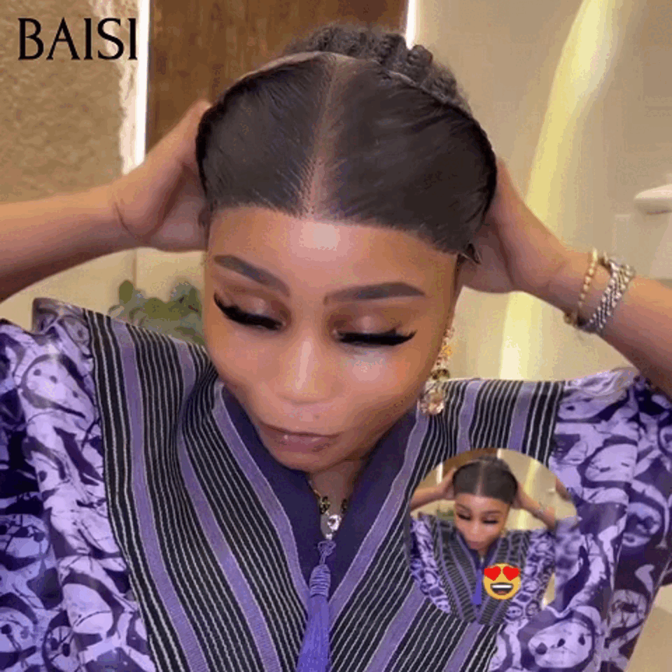 BAISI Grande lace frontale avec natte prête à porter sans colle simple et efficace résultat beau et naturel BS65