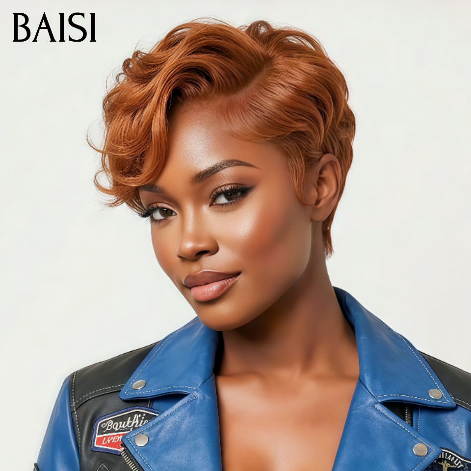 BAISI 13X4 lace perruque afro curl en Couleur Marron Mix miel 4#27# F-905 en 100% Vrais Cheveux Humains
