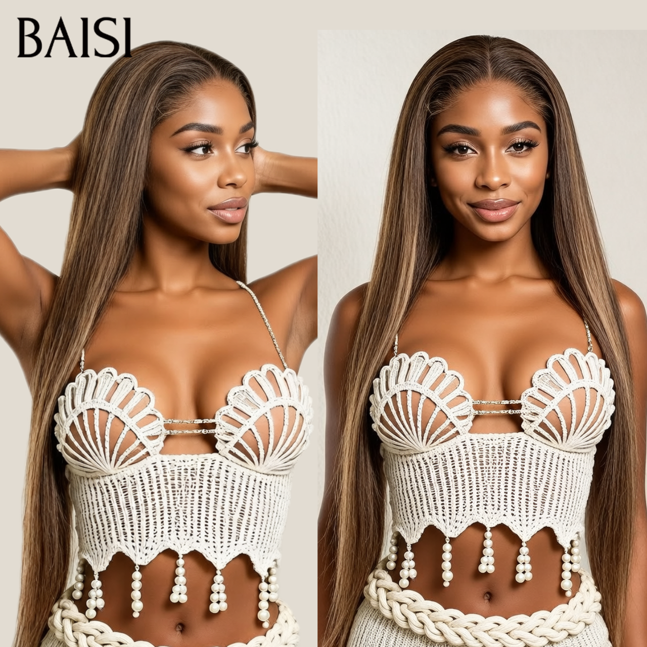 BAISI 13X4 perruque Lisse Mixte Miel ou Body Wave + Gift en Couleur Rouge ou Bordeaux à moitié prix en 100% cheveux humains MP50