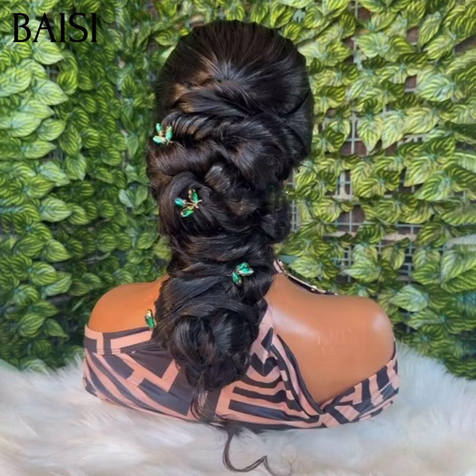BAISI Coiffure de luxe Hedy Perruques Mariage noir Prête à porter chignon et personalisation comme sur la vidéo 100% identique avec lace frontale événement spécial VIP100