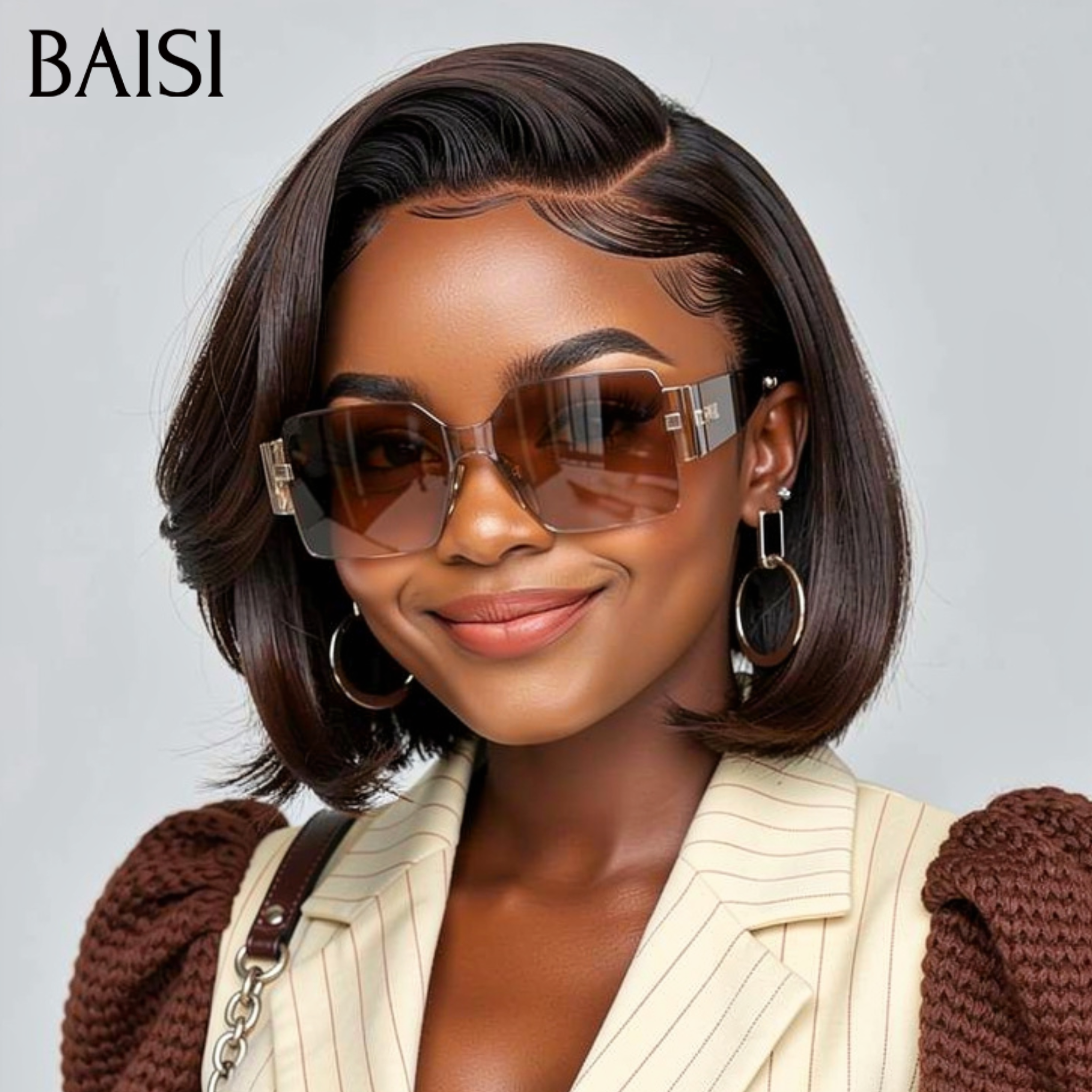 BAISI Perucas 10 polegadas Raw Hair 13x4 Lace 76€ ou de Luxo 100% Cabelo do Vietname 2X6 Lace Peruca BOB Preta Lisa Cabelo do Vietname 250% densidade, mais de 20 anos de uso B