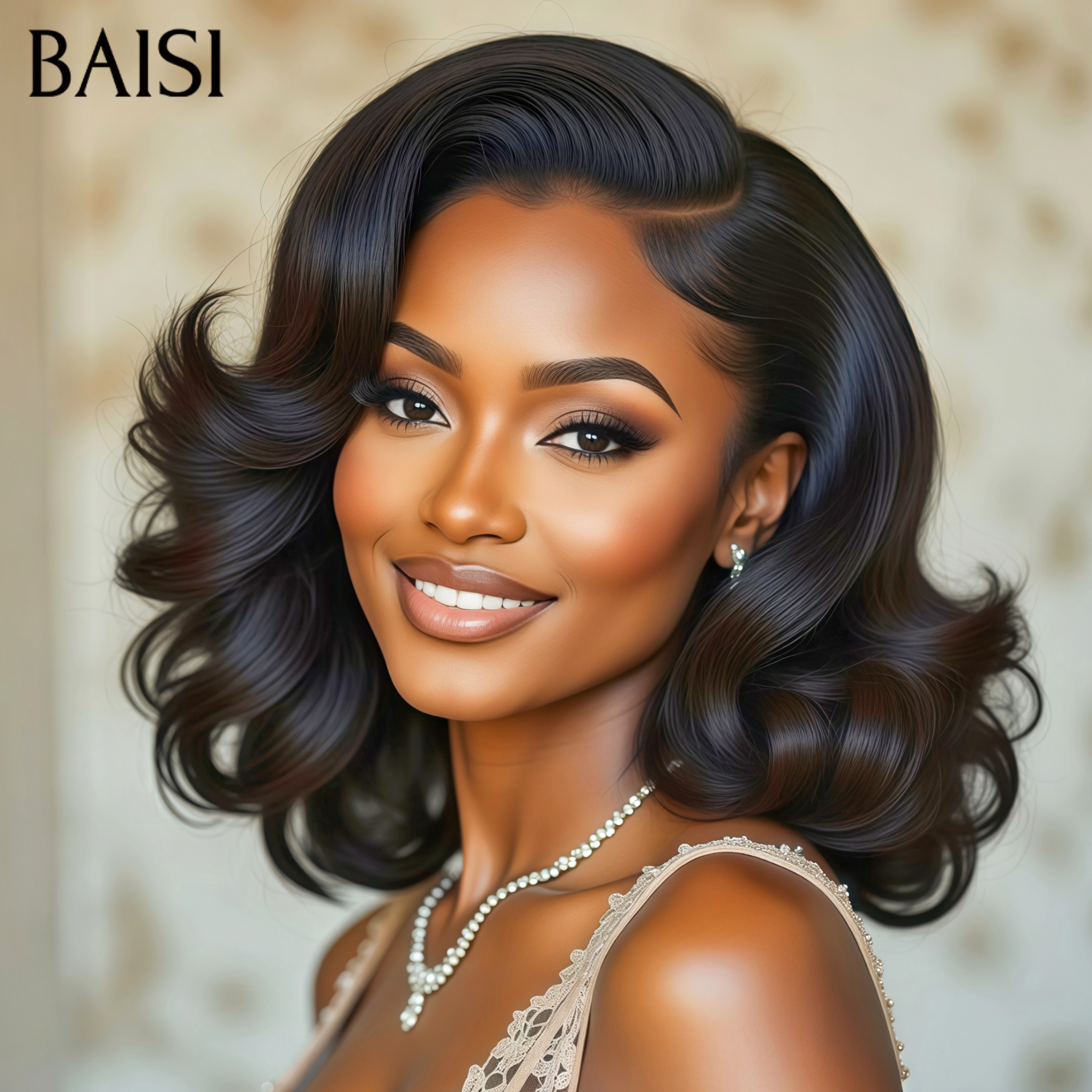 BAISI 13X4 lace Perruque egg Wave 12 pouce 88€ en 100% Cheveux Humains