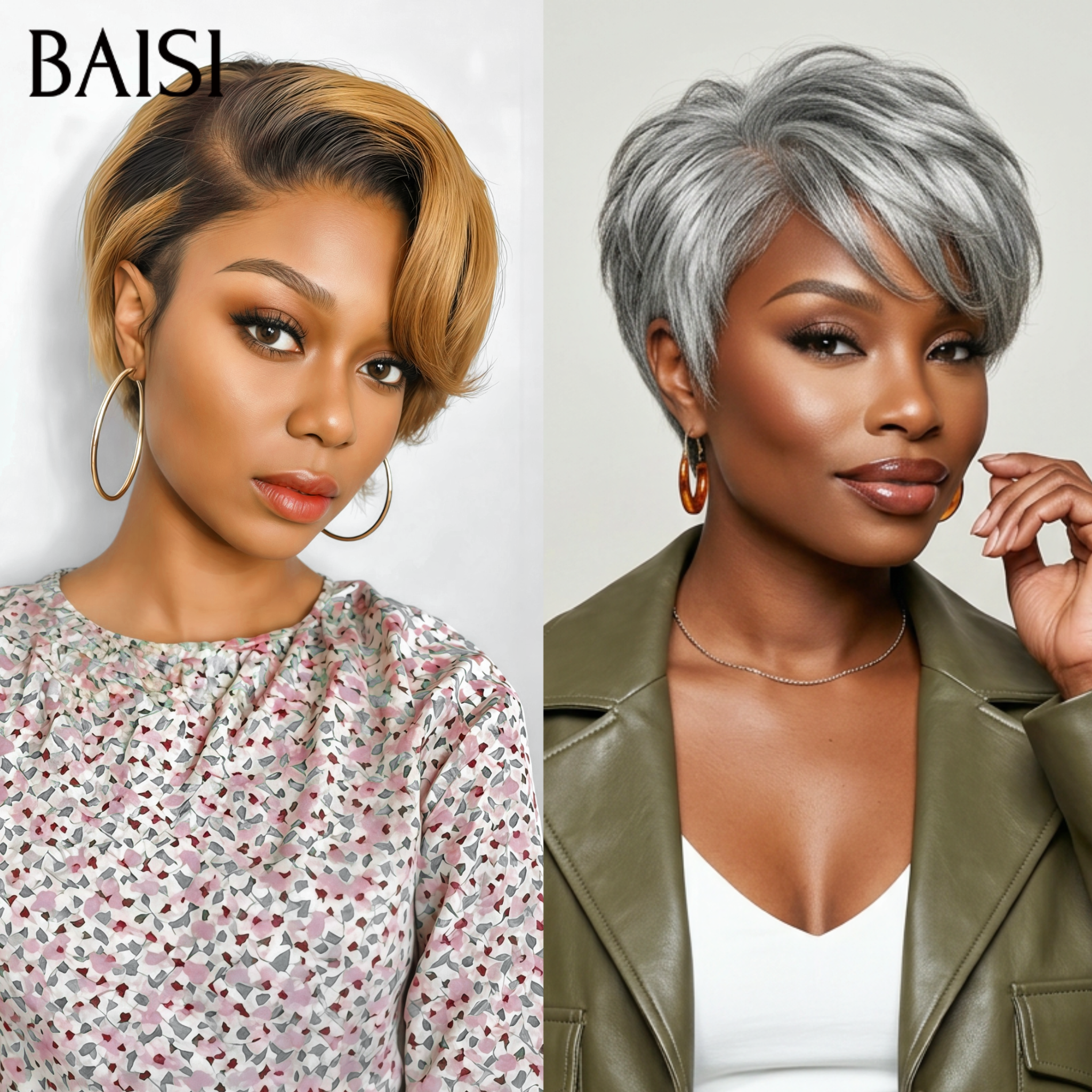13x4 lace frontal Perruque lisse pixie Moitié prix produit Coupe Miel 66€ ou Coupe Gris 69€ en 100% Cheveux Humains