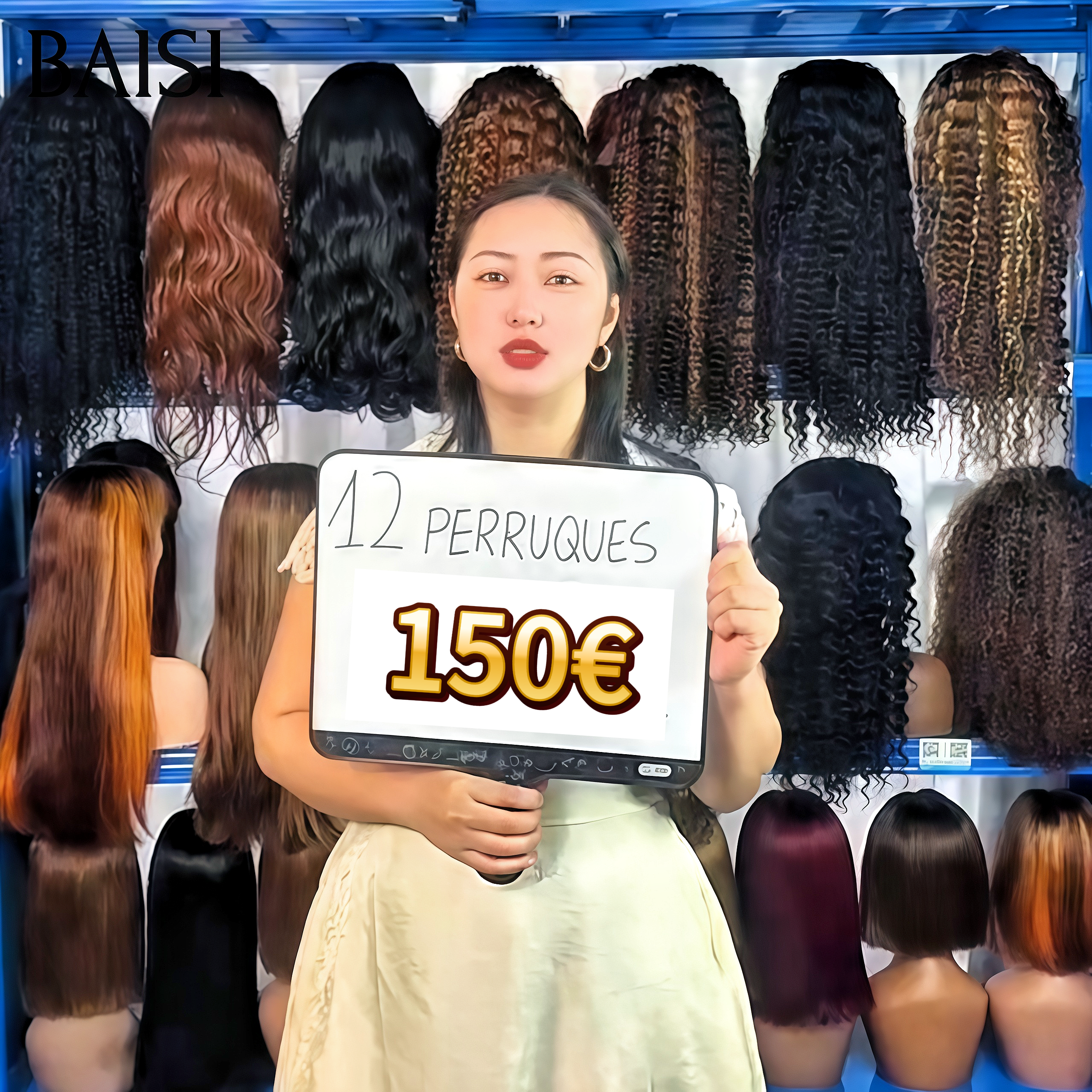 BAISI 12 Perruques en Soldes 150€ Facile à Revendre PROMO Prix Fournisseur en 100% Cheveux Humains sans retour