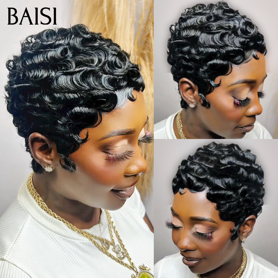 BAISI Perruque pixie chioma OFFRE FLASH 38€ Fabriqué à la Machine Promotion ou Chioma Frontale 68€ en 100% Cheveux Humains