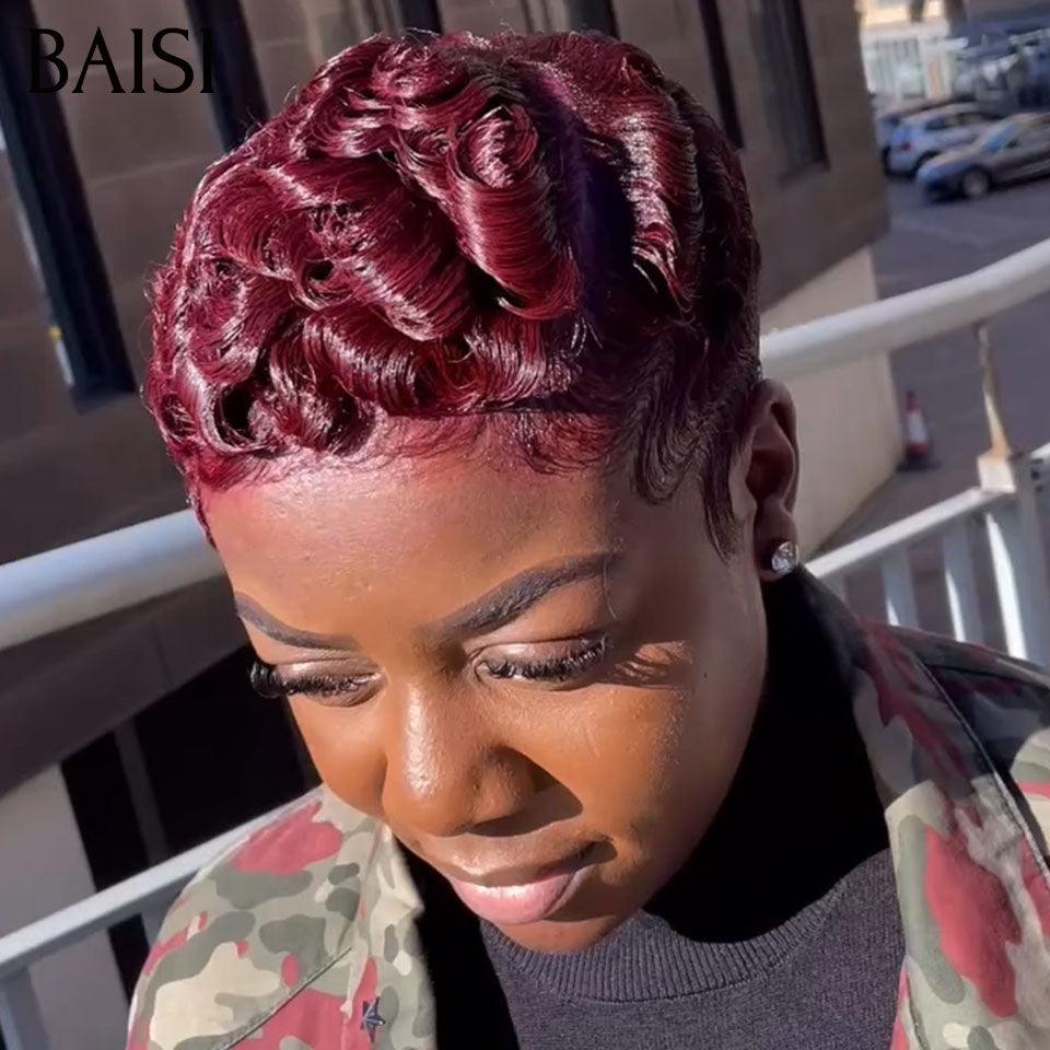 BAISI Pixie Wig VIP Offerta 1 parrucca 0€ IVA 0€, parrucca gratis per abbonati fedeli onda senza colla senza pizzo Colori personalizzati in capelli umani al 100%