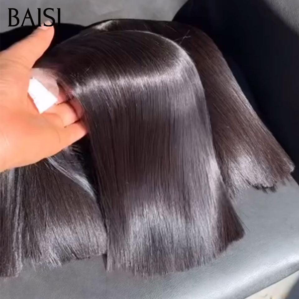 Pelucas de lujo BAISI, peluca recta con cierre de encaje 2x6, cabello 100% humano, cabello Vietnam, densidad del 300%, más de 20 años de uso