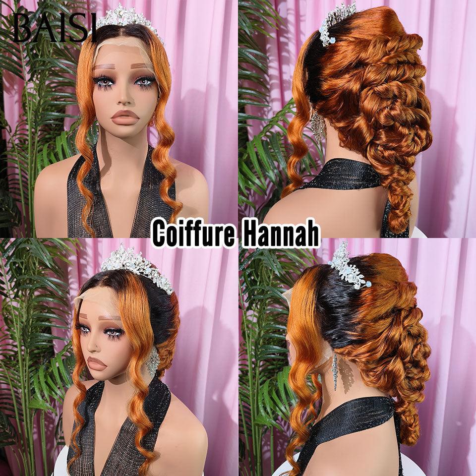 BAISI Coiffure de luxe Hannah Perruques Mariage Prête à porter chignon et personalisation comme sur la vidéo 100% identique avec lace frontale pour mariage ou événement spécial en couleur 1B/350# BS120