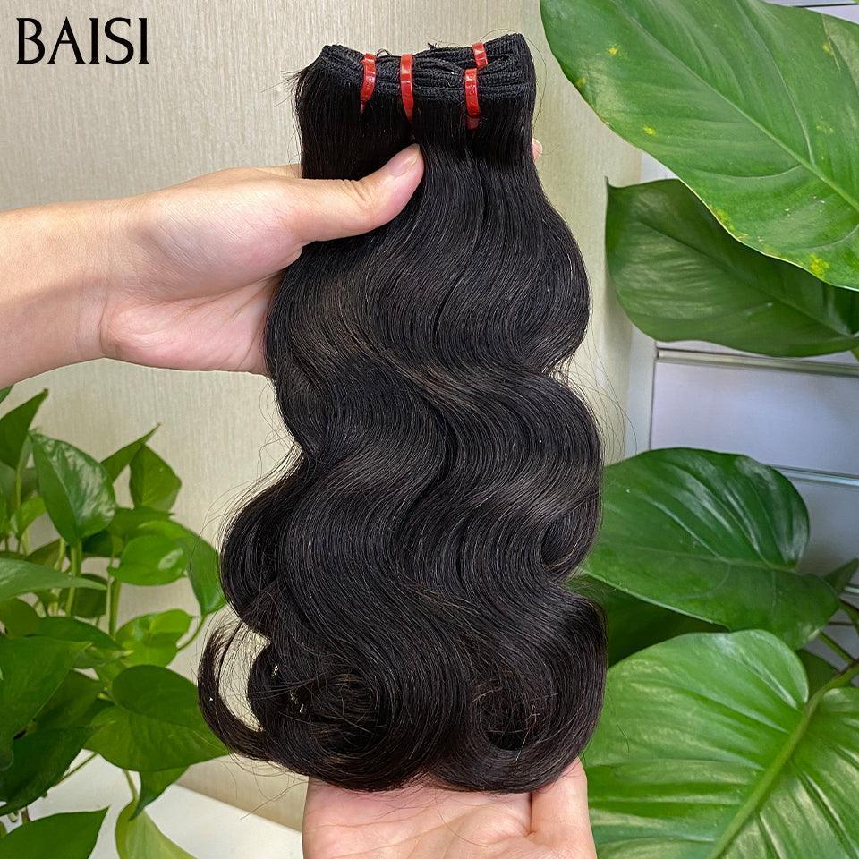 BAISI 15A Grade 3 Knäuel aus reinem Haar, 100 % vietnamesisches Haar, doppelt gezogenes Fumi-Haar, gewellt