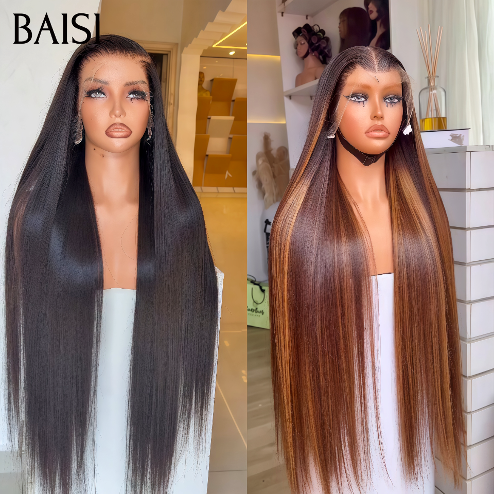BAISI PROMO 100€ 100% Vrais Cheveux Humains 13x4 Lace frontal Lisse Raw Hair NOIR et Marron 32 Pouces en 100% Cheveux Humains