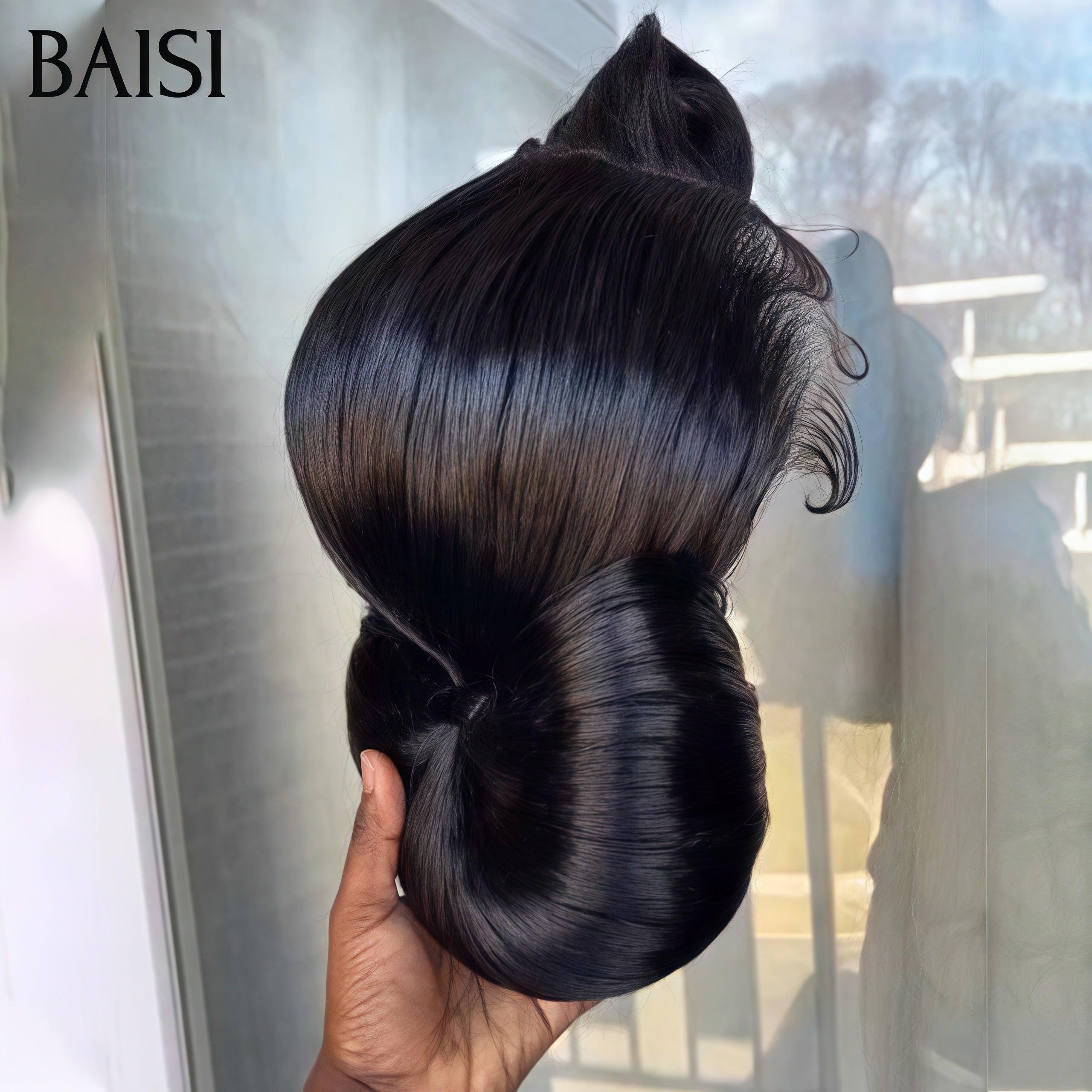 BAISI Coiffure de luxe Afra Perruques Mariage noir Prête à porter chignon et personalisation comme sur la vidéo 100% identique avec lace frontale événement spécial VIP100