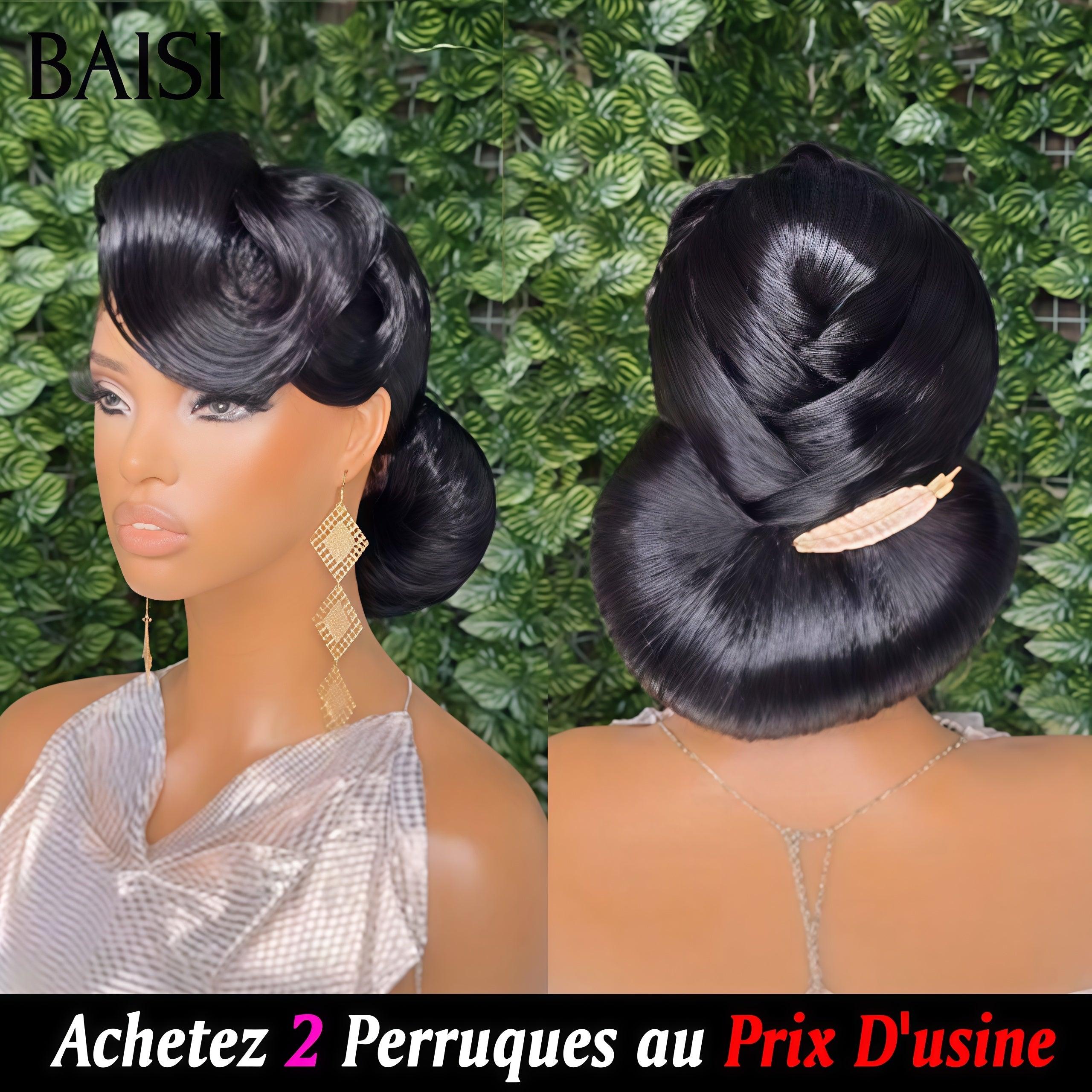 BAISI Achetez 2 perruques minimum au prix d'usine fournisseur Perruques Mariage Prête à porter chignon et personalisation comme sur la vidéo 100% identique avec lace frontale pour mariage ou événement spécial ( pas besoin de code)