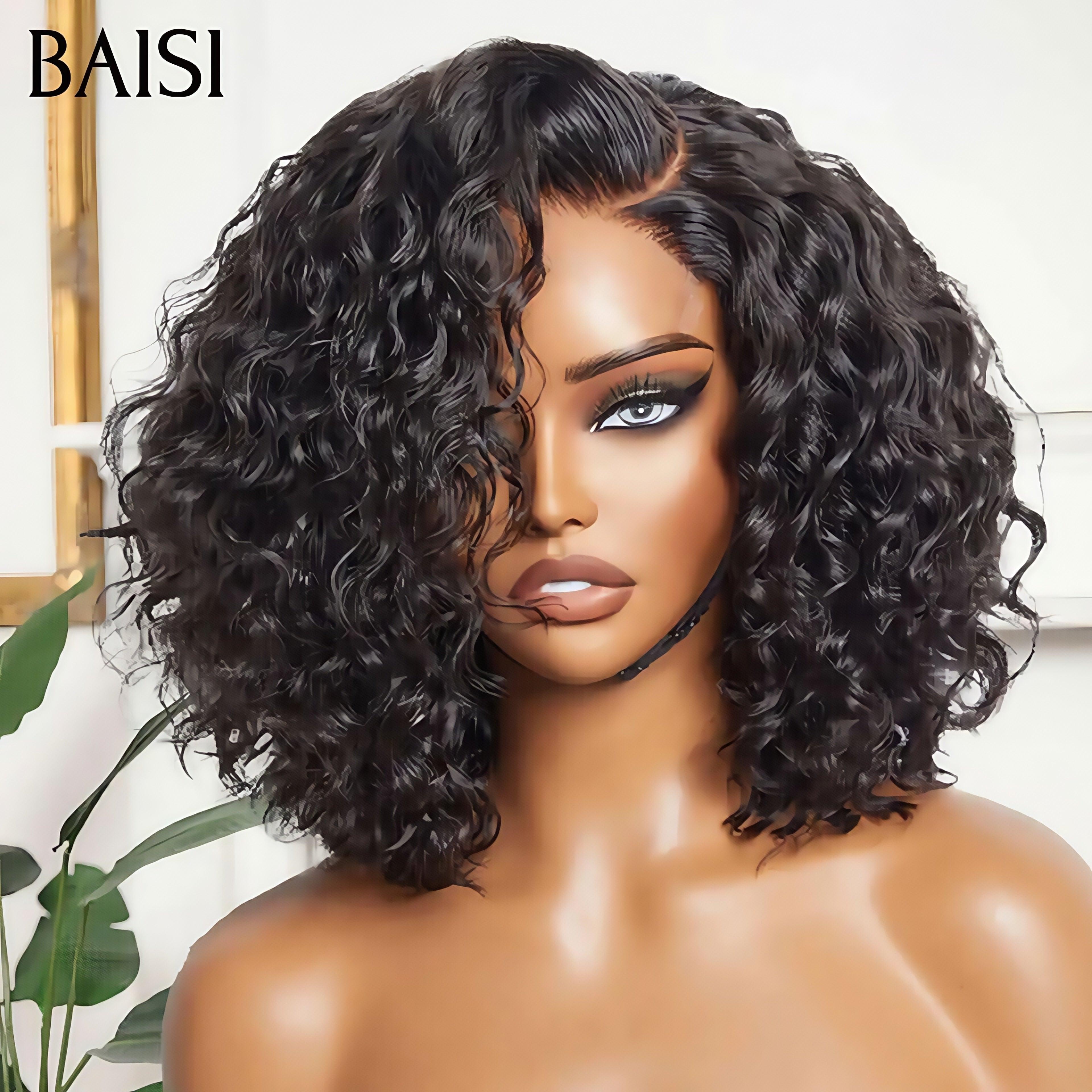 BAISI 4X4 Luxury Water Wave Wigs €89.5 in Color 4#Mix30# 250% density 14 Inches in 100% Human Hair B BS50