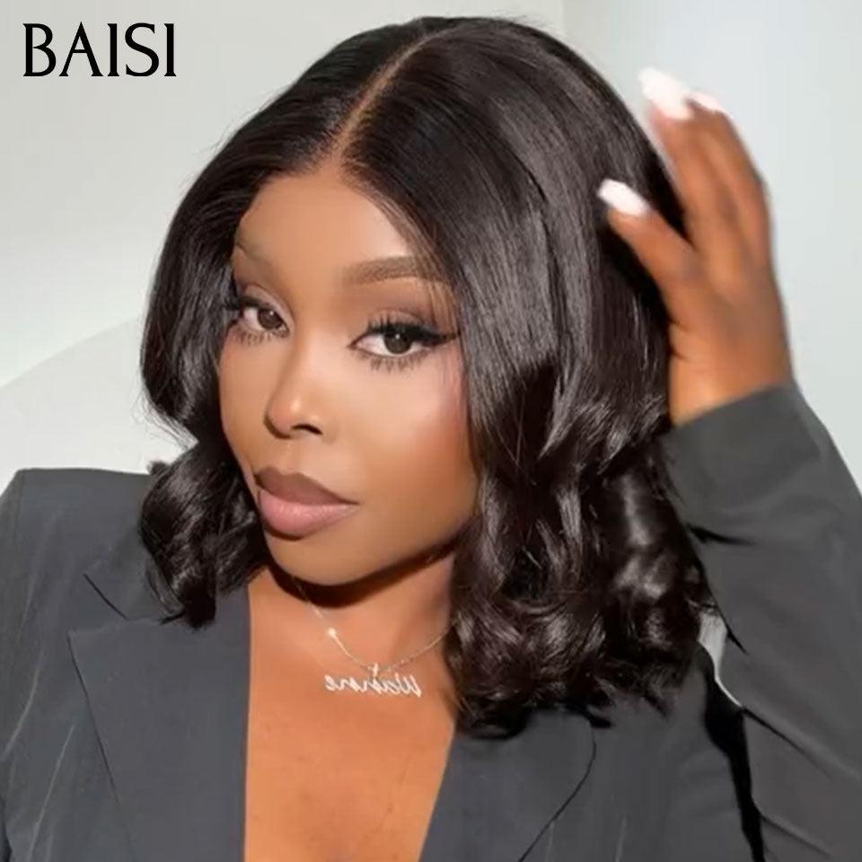 BAISI 4x4 Body Wave Wig 18 polegadas em preto sem cola frontal de renda fácil de usar 100% cabelo humano