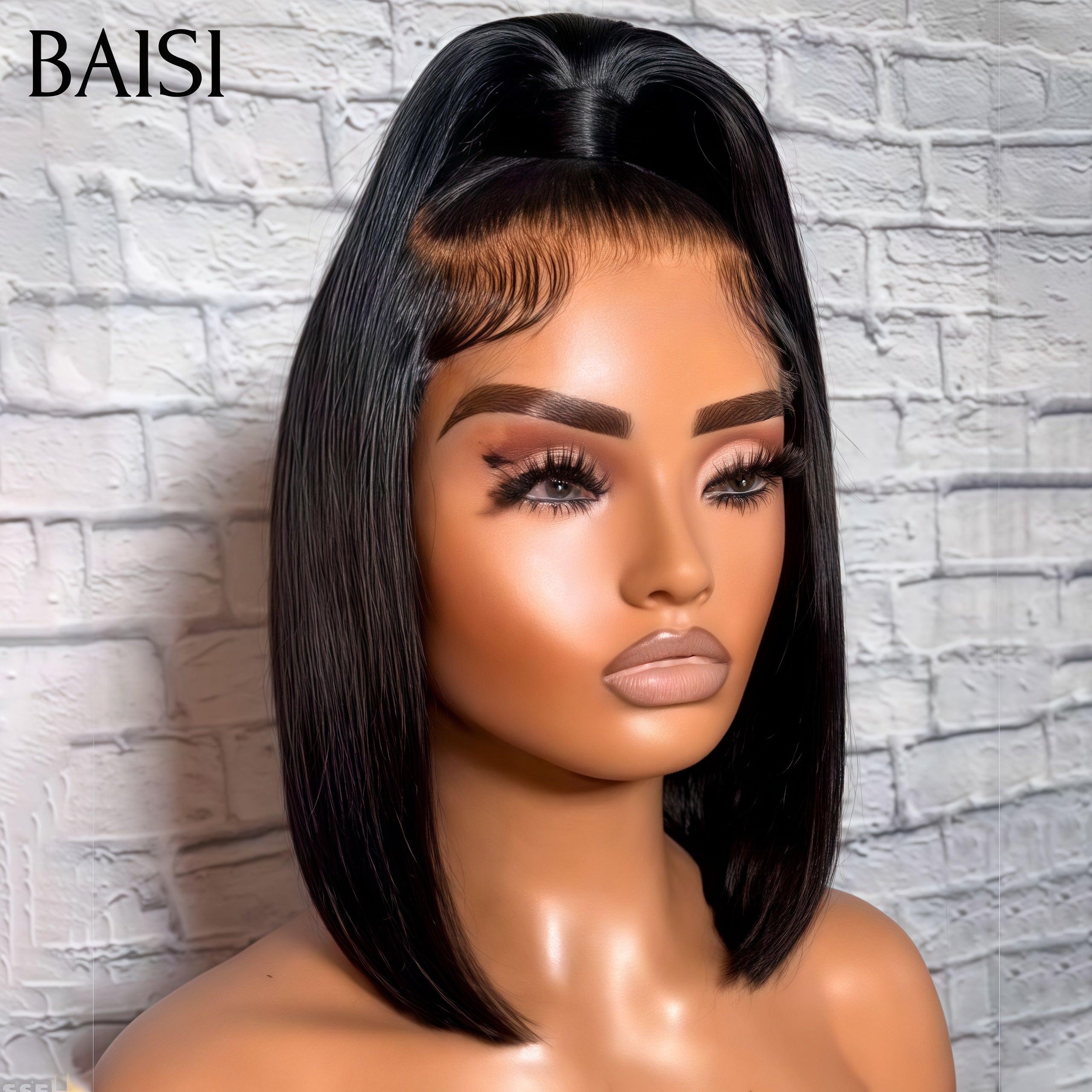 BAISI 15A SDD BONE STRAIGHT 300% densità 13X4 Parrucche di lusso a caschetto dritto A1 Realizzate con capelli doppiamente disegnati