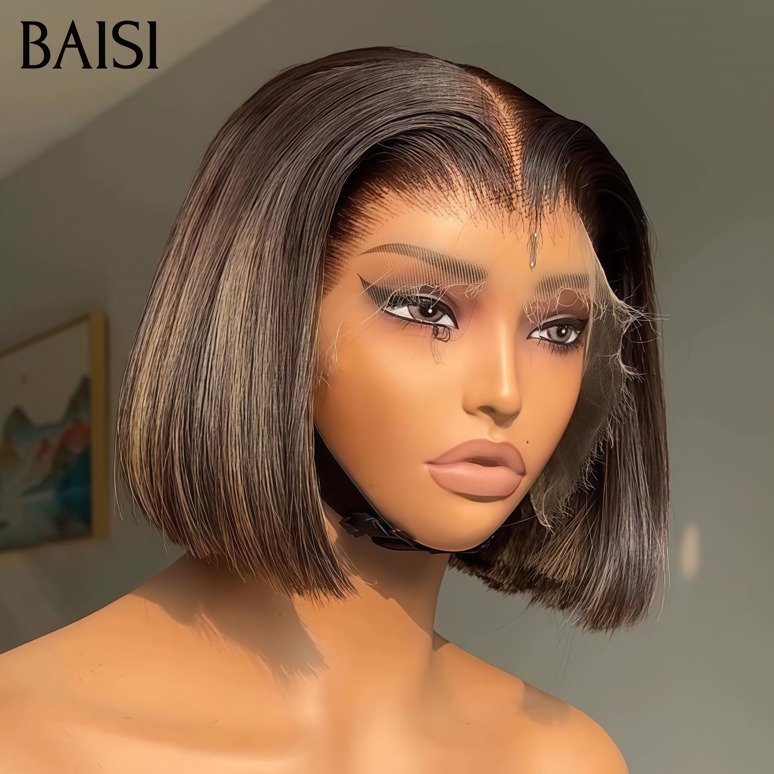 BAISI 15A SDD BONE STRAIGHT 300% density 13X4 Luxury Straight bob A1 Wigs Made by double drawn hair