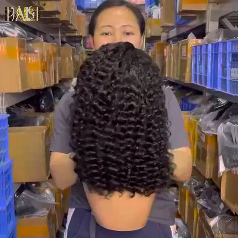 BAISI 4X4 Perruques Deep wave pour revendre 65€ Noir 8 Pouces en 100% vrais cheveux humains MP50