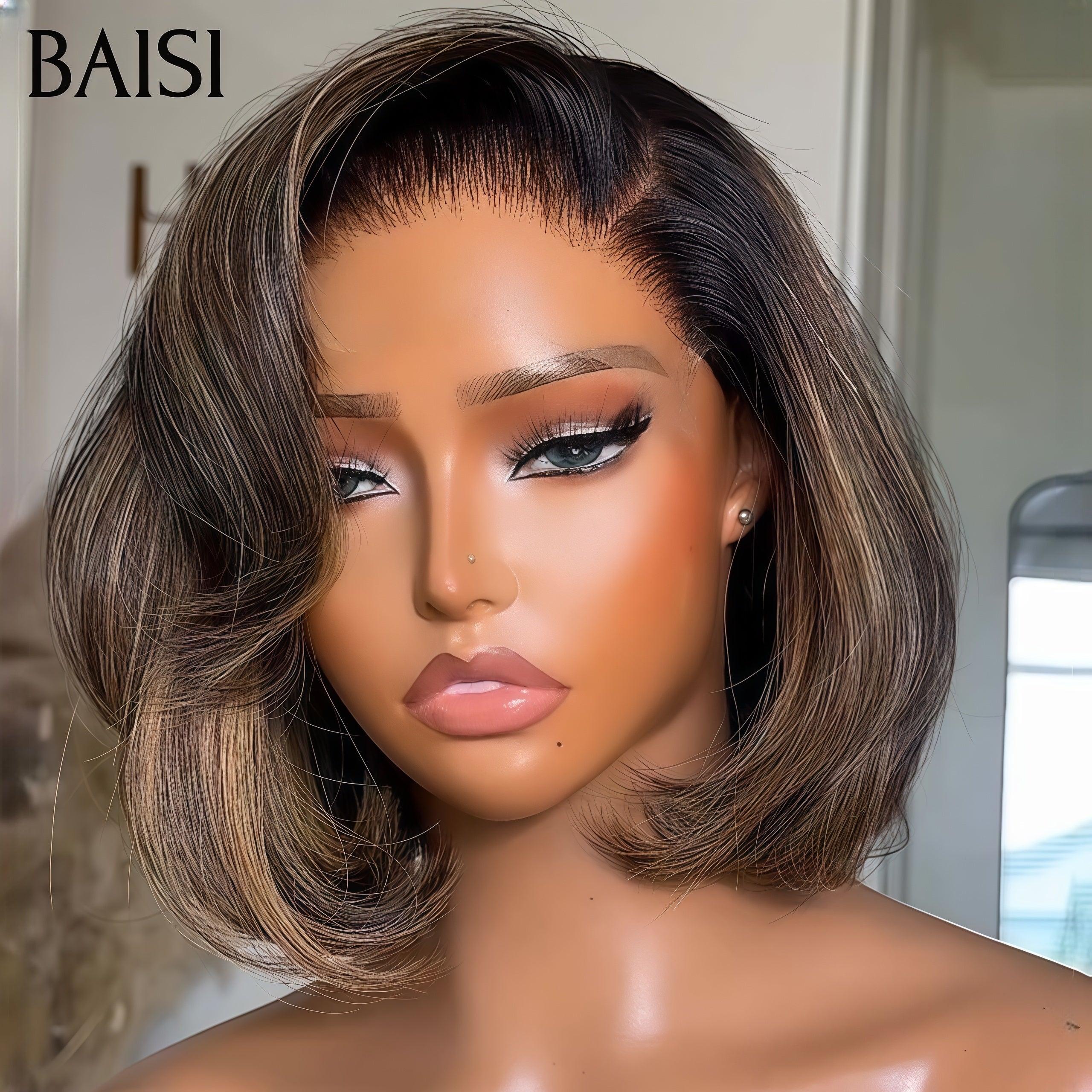 Baisi 15a sdd osso reto 300% densidade 13x4 luxo reto bob a1 perucas feitas por cabelo duplo desenhado