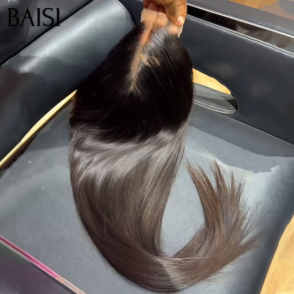 BAISI Perruques 2X6 Lace 18 Pouces 168€ 250% densité de Luxe 100% Viêtnam Hair ou 4X4 lace Lisse 99€ Perruque Noir Lisse 100% Cheveux Humains FR38