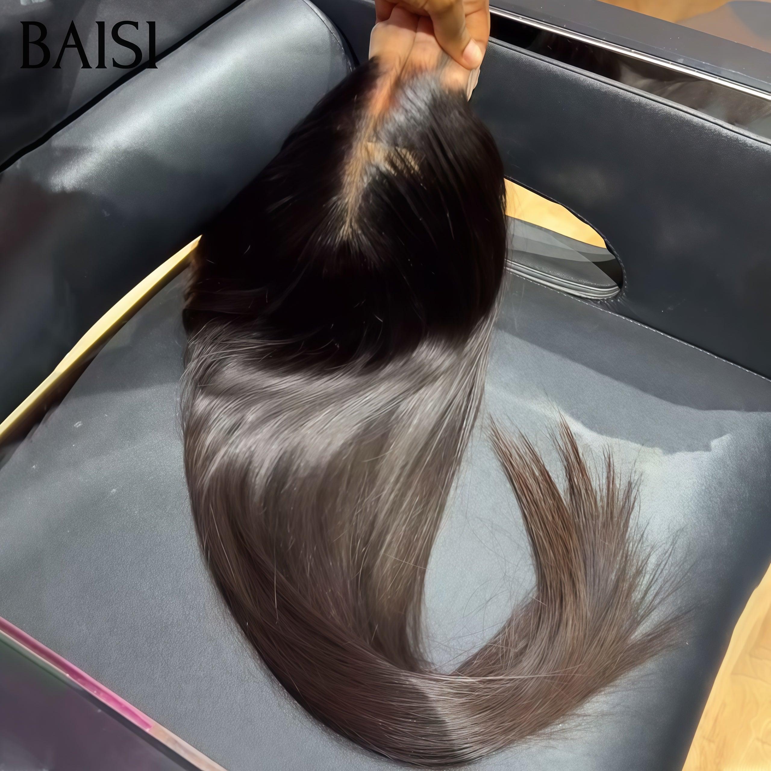 BAISI Luxury Wigs SDD BONE Straight 100% Vietnam Hair 2X6 Lace BOB Wig Black Smooth Vietnam Hair 300% density more than 20 years of use