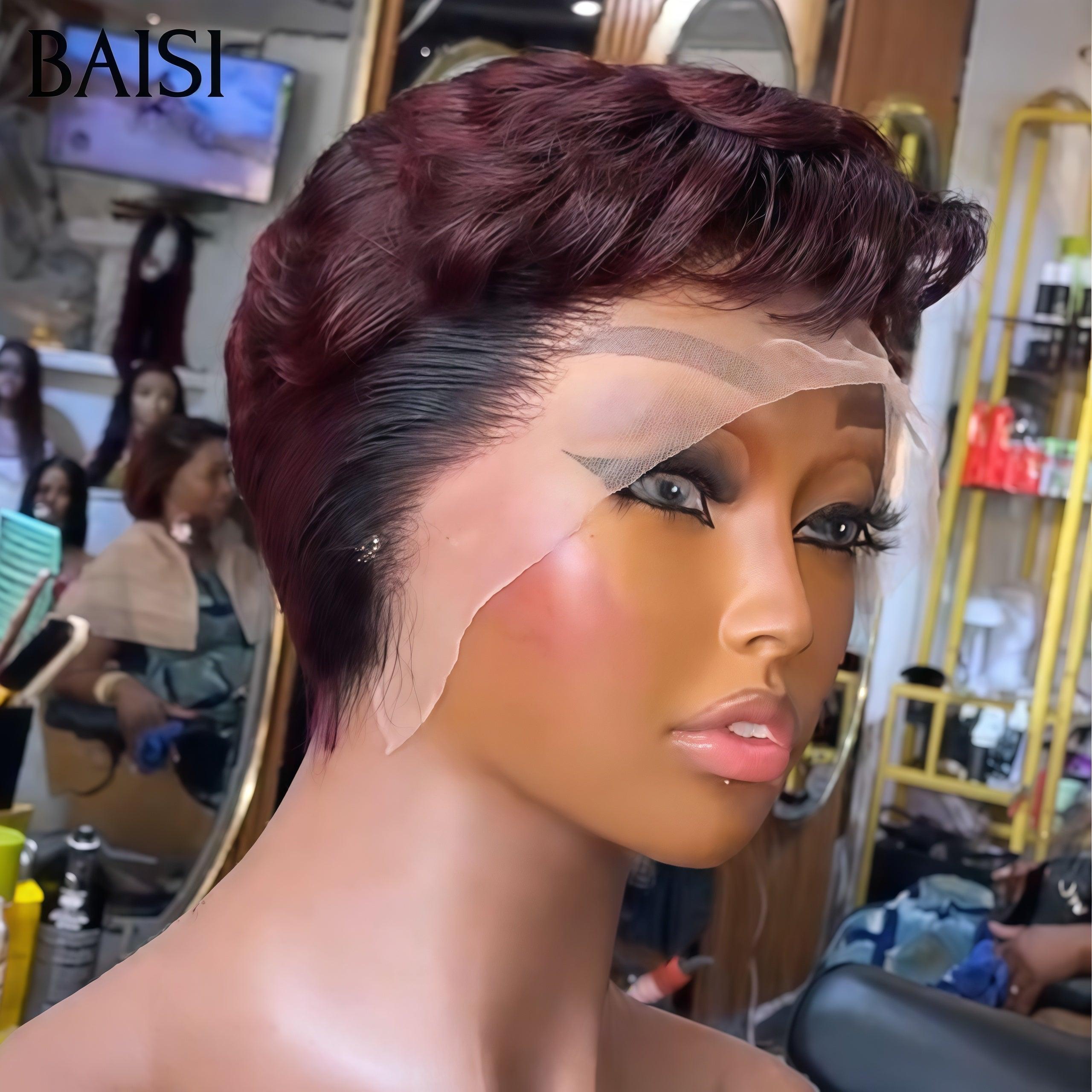 BAISI 10-Zoll-Perücke 69 € Lockige Wasserwellen-Perücke, maschinell hergestellt aus 100 % Echthaar