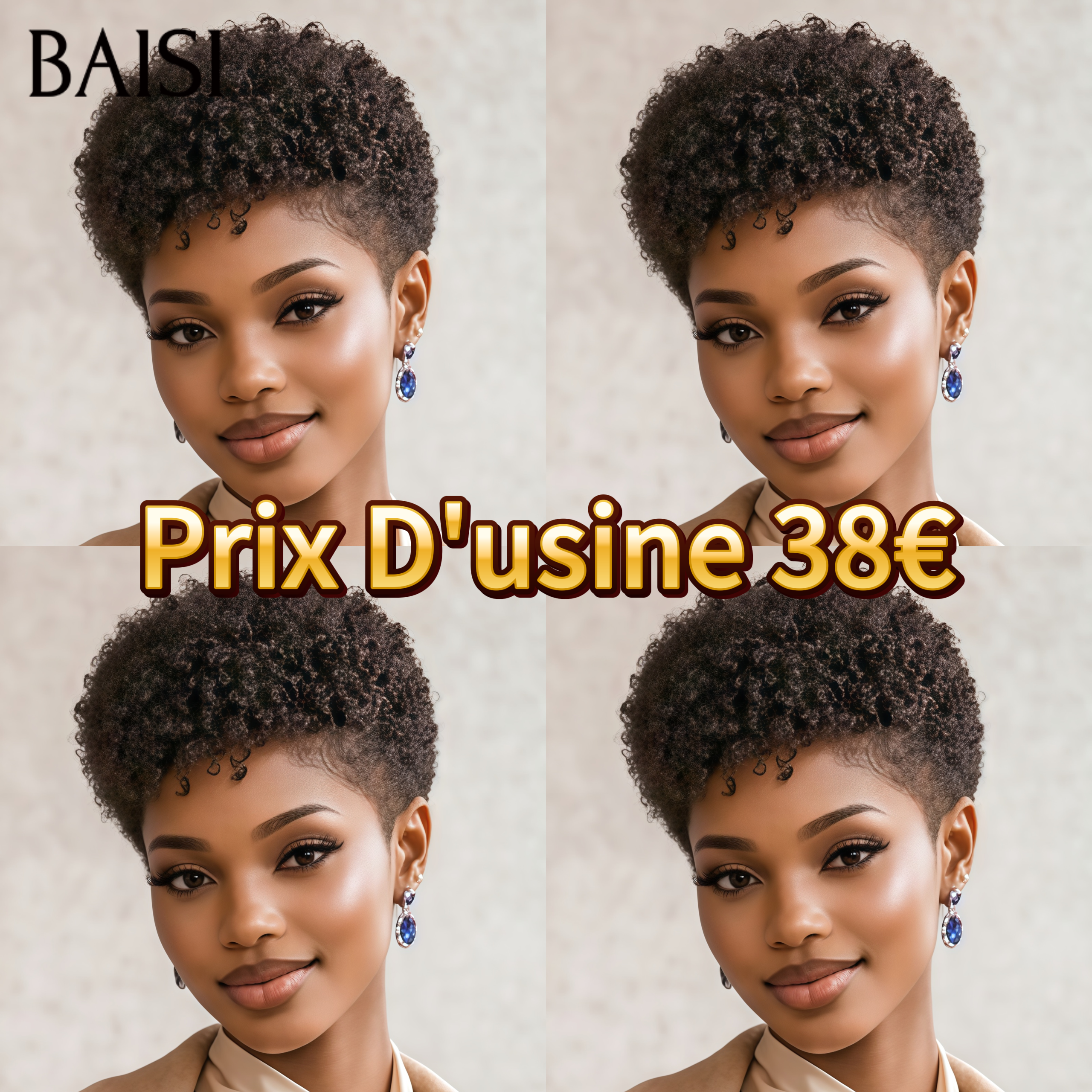 BAISI Achetez 2 perruques minimum au prix d'usine fournisseur Sans Colle pixie afro ou 13x4 lace frontal perruque loose wave en couleur #4#27(Pas Besoin de Code)