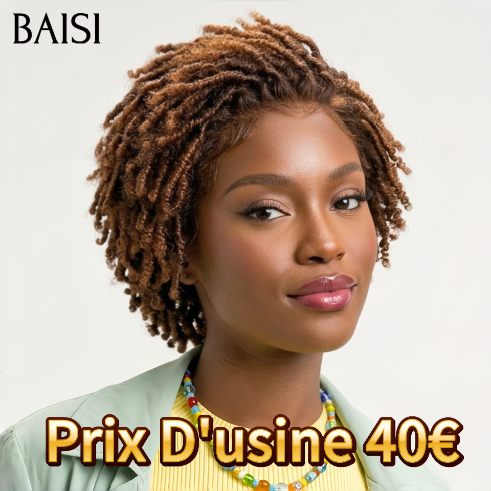 BAISI Achetez 2 perruques minimum au prix d'usine fournisseur Perruque afro curly Sans Colle 40€ ou 4*4 Pixie 1B33# egg wave en 100% Cheveux Humains Pas Besoins De Code
