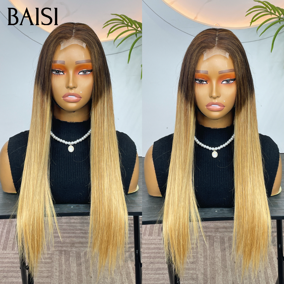 BAISI 2x6 Lace SDD BONE STRAIGHT 100% Vietname Hair Perruque Lisse DE luxe en couleur miel En 100% Vrais Cheveux Humains