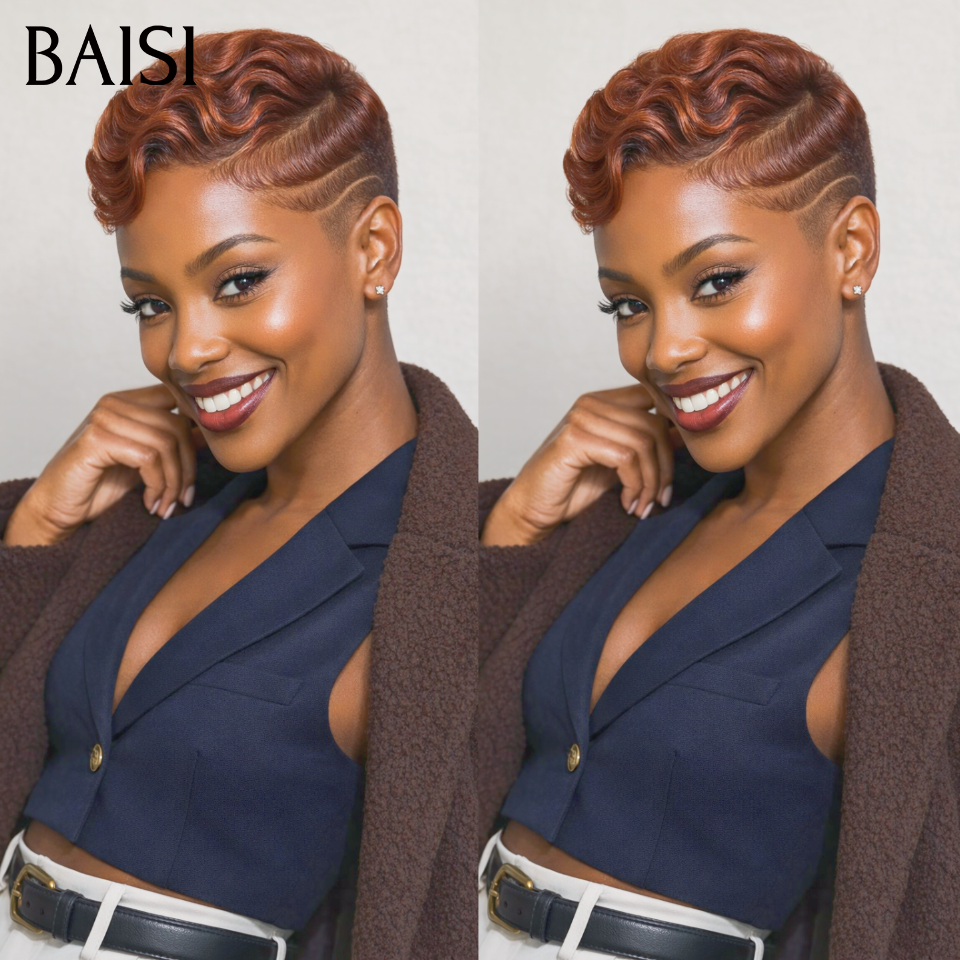 BAISI 100% Le Même Achetez 1+ 1 Gratuite = 84€ pixie orange et miel en 100% vrais cheveux humains