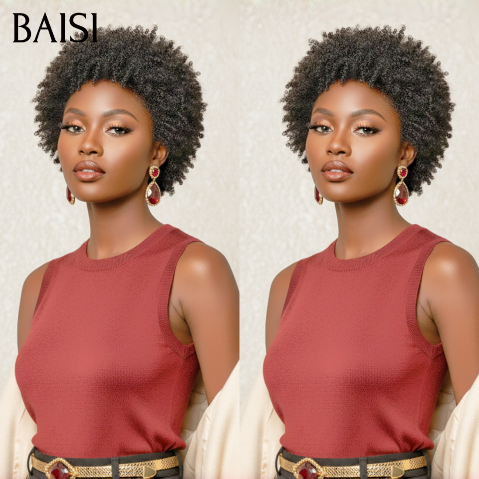 BAISI Achetez 1 + 1 Gratuite = 79€ 13x4 Lace pixie orange ou afro Sans Colle en 100% Vrais Cheveux Humains