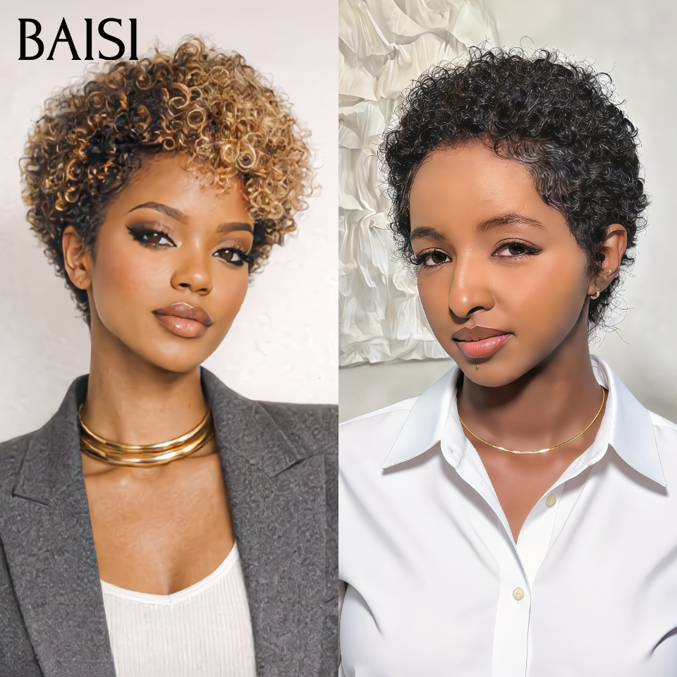BAISI 2 Pixie Courtes 80€ pixie afro ou 4 Perruques pour revendre 310€ en 100% vrais cheveux humains