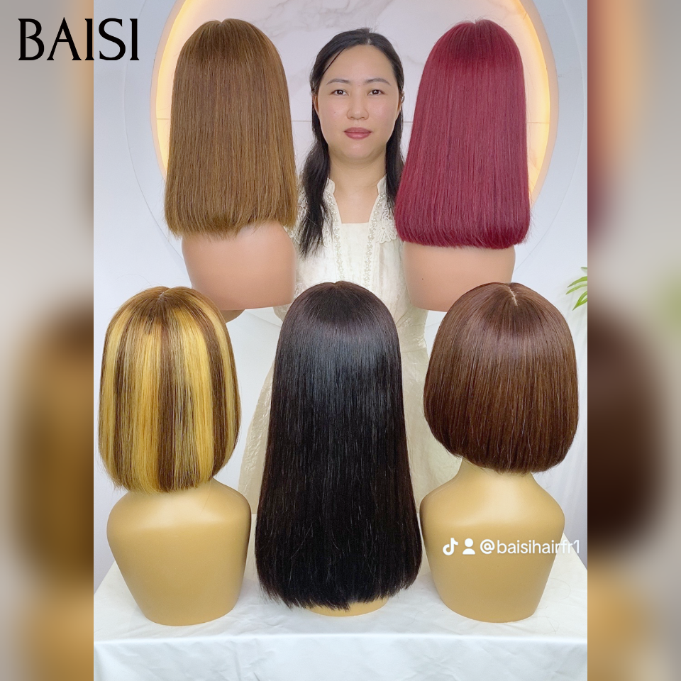 Vente en gros 5 perruques bobs 120€ 5 couleurs( noir+miel +mixte+bordeaux+marron ) 5 tailles (14p+12p+10p)stock limité soldes sans retour blended human hair