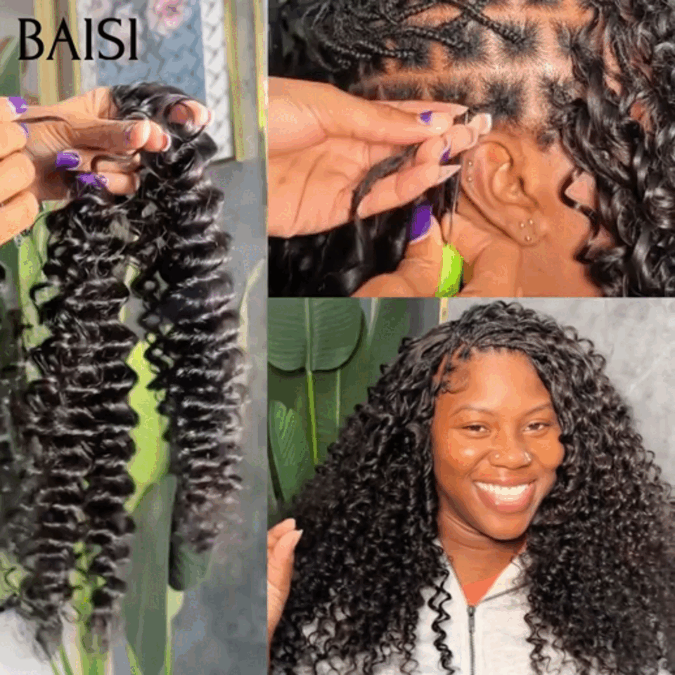Extensions de Cheveux Humain deep wave Plume Double Tête Style Crochet Hair Extensions crochet invisible & Confort, Garantie 20 ans