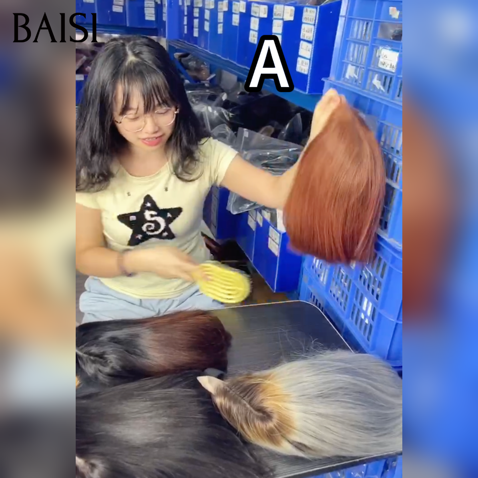 BAISI Perruque Lisse DE luxe Bob 2x6 Lace SDD BONE Straight 100% Vietname Hair Différentes couleurs En 100% Vrais Cheveux Humains